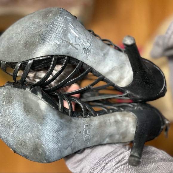 LOFT Black ALL LEATHER Women's Heeled Sandals - Picture 5 of 5